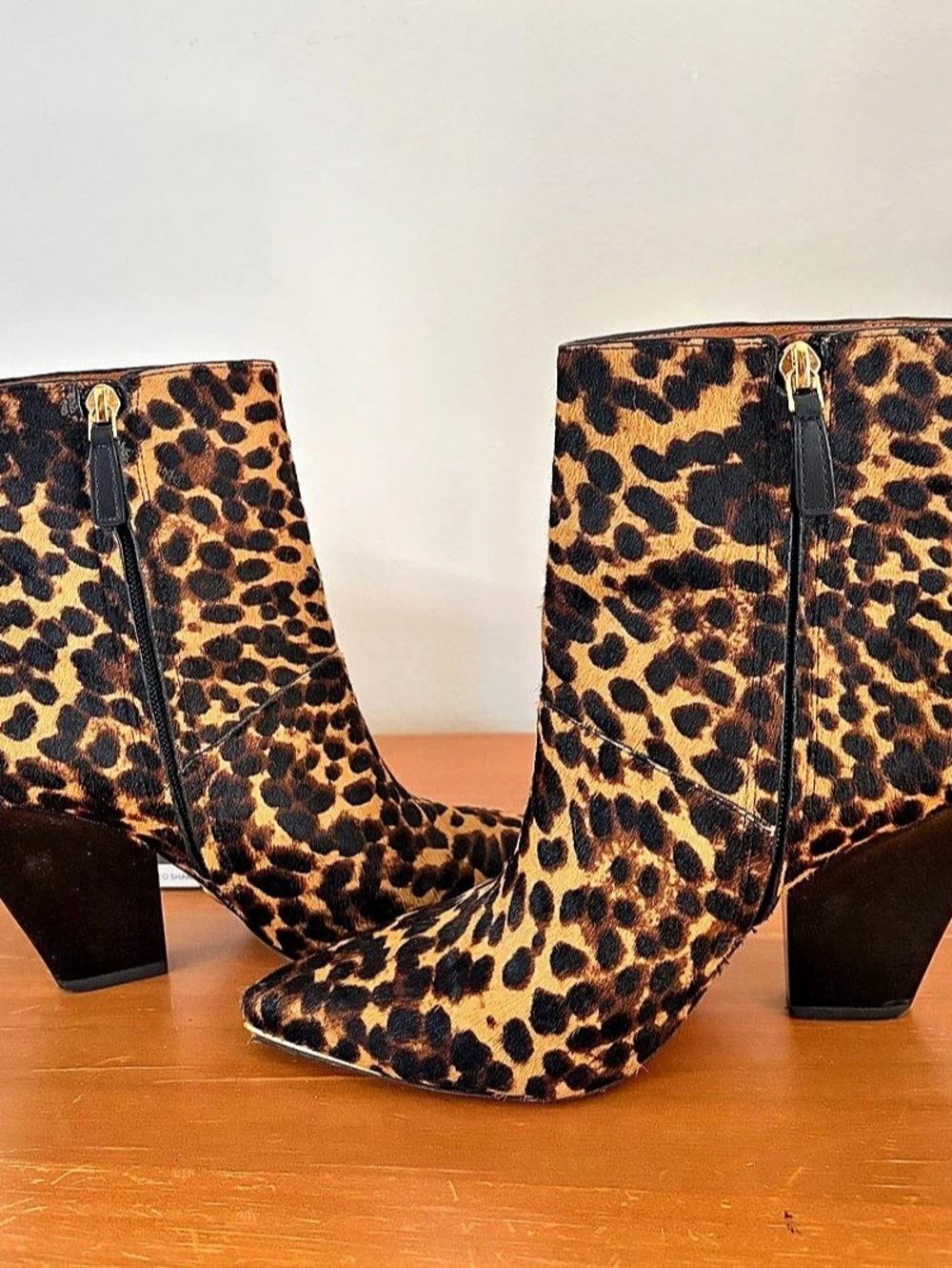 Tory Burch Lila Calf Hair Leopard Ankle Boot Heeled Boots US 8.5